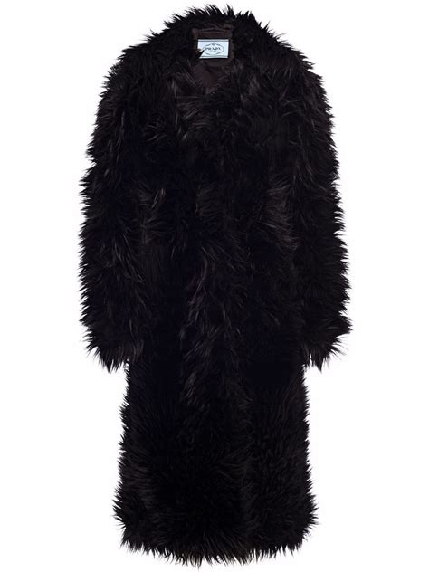 prada black faux fur coat|prada women's down coat.